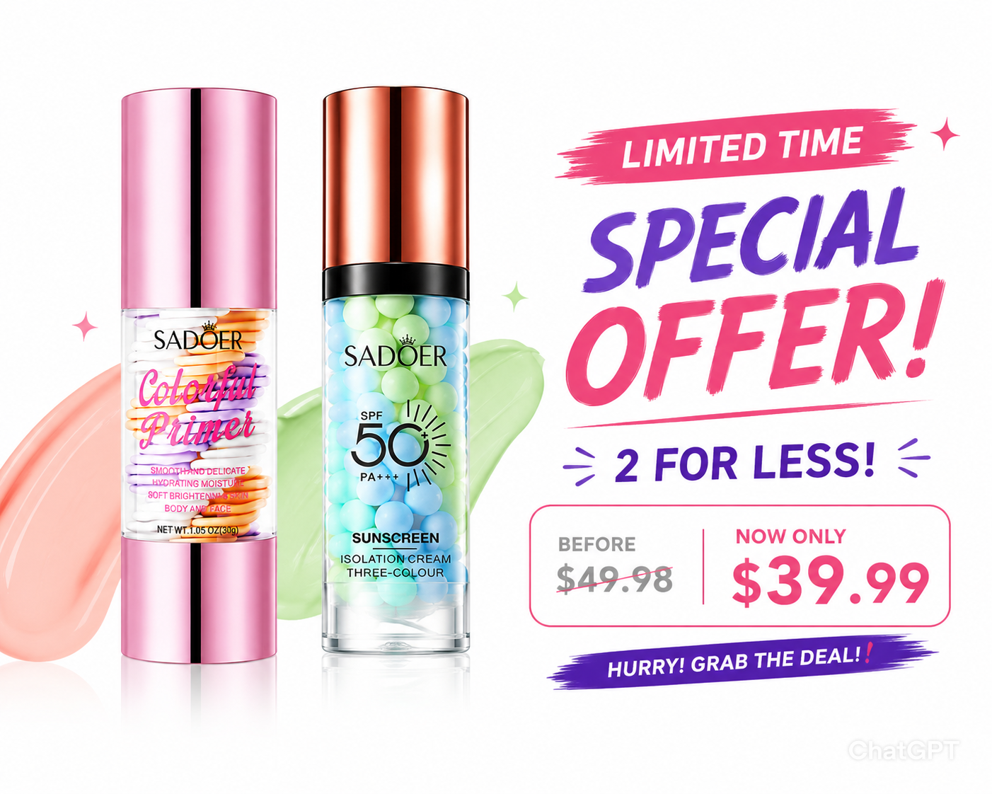 TriBlend Perfecting Primer shades - green for redness, lavender for dullness, magic tone for brightening glow